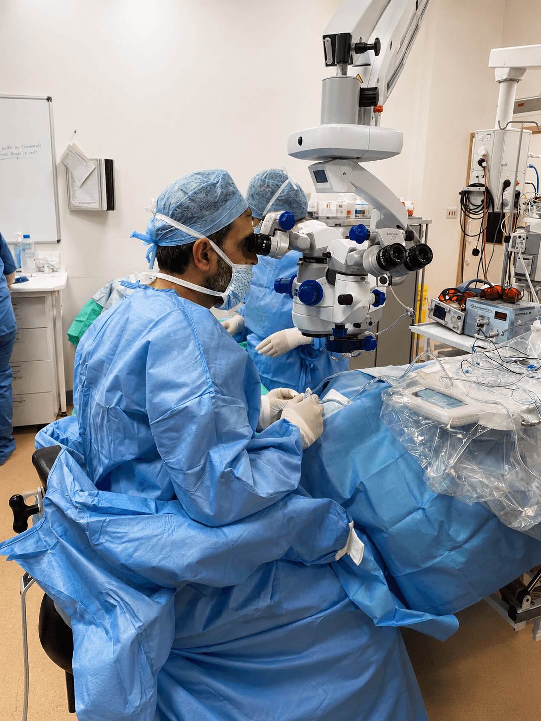 Vitrectomy surgery in operating room